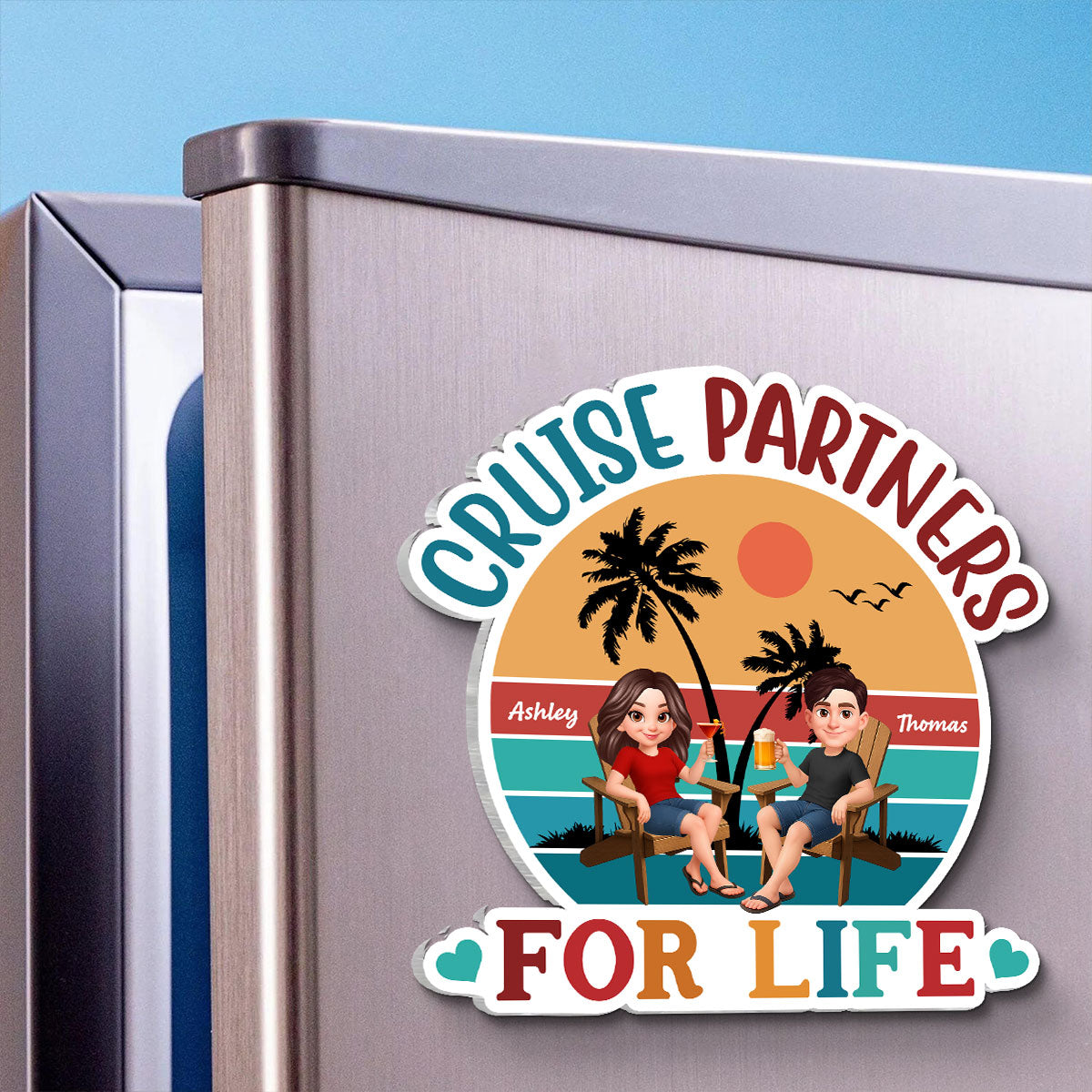Couple Retro Life Is Better On A Cruise - Personalized Cruise Ship Door Magnet - Summer Cruise Ship Door Decorations