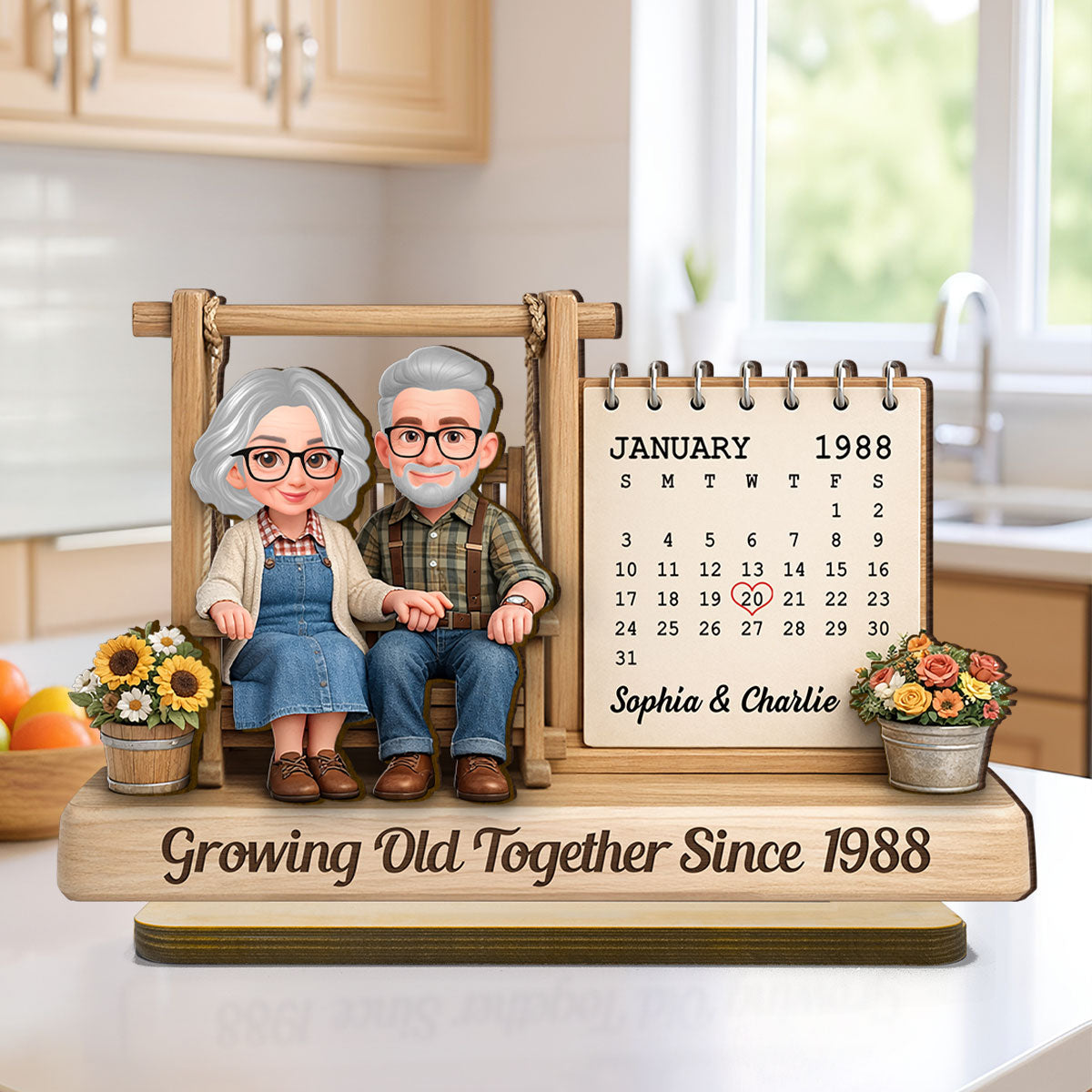 Couple Growing Old Together - Personalized Wooden Plaque - Sentimental Anniversary Gift for him, for her