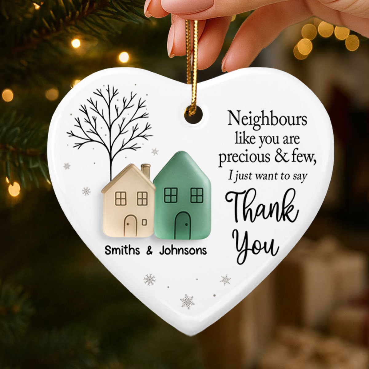 Thank You Neighbors 3D Effect Sea Glass Appreciation Gift - Personalized Ceramic Ornament With Acrylic