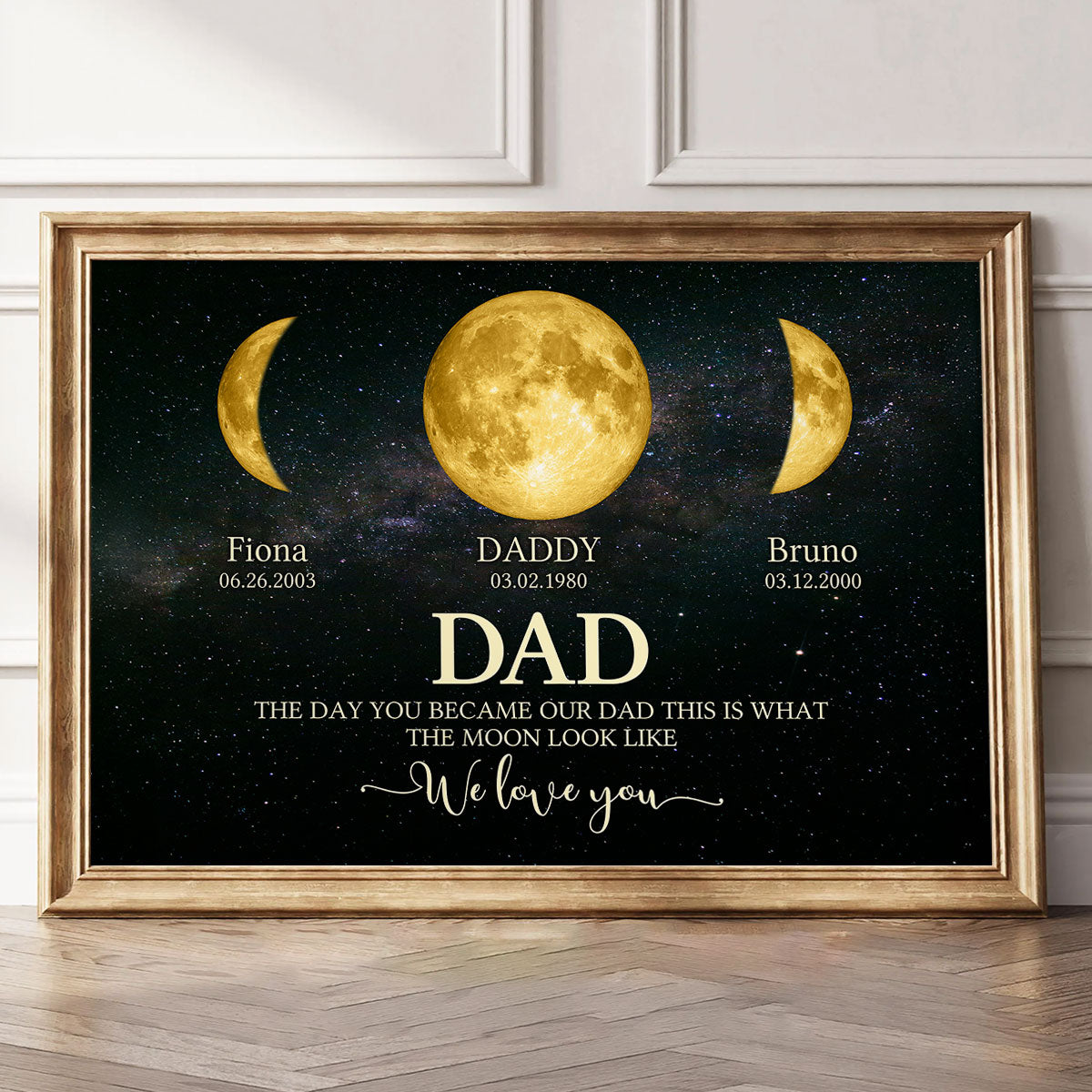 Custom Moon Phase with Kids Names, The Day You Became My Dad Mom - Personalized Poster - Gift for Dad, Mom