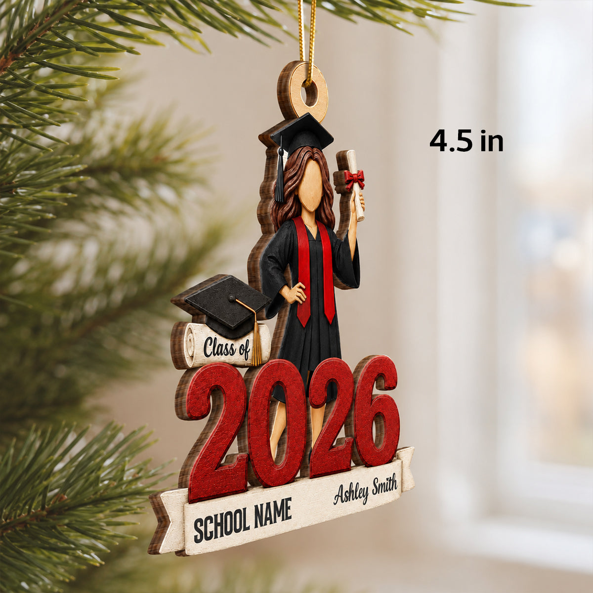 Class of 2026 Graduate Senior 2D Flat – Personalized Wooden Ornament – Graduation Gift