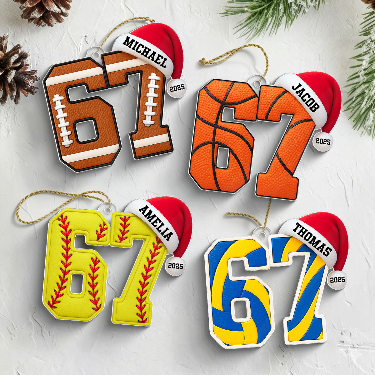 Funny Six Seven 67 Sports - Personalized Acrylic Ornament -  Funny Teenager Christmas Gifts, Teen Slang