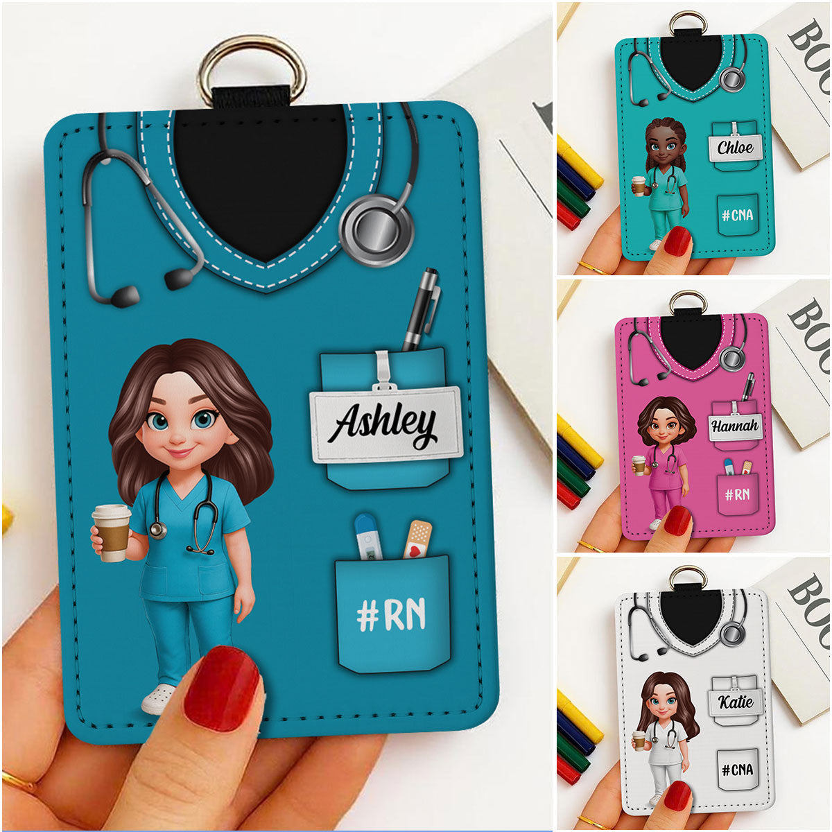 Nurse Uniform - Personalized ID Badge Holder - Gift For Nurse
