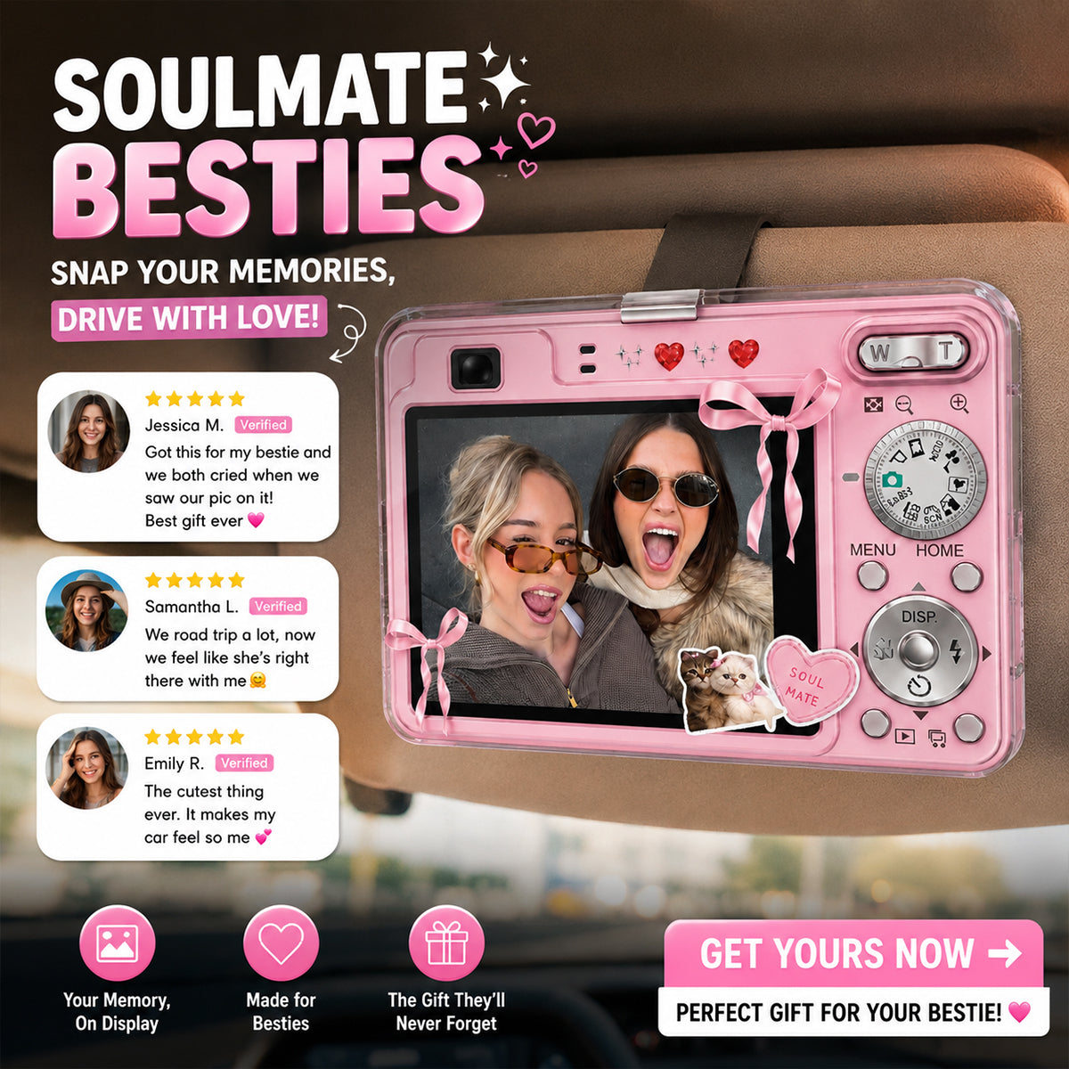 You Are My Soulmate Besties - Personalized Acrylic Car Visor - Meaningful Gift For Best Friends
