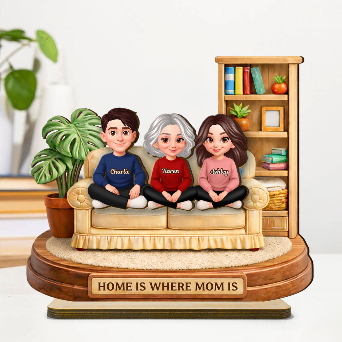 Home Is Where Mom Is - Personalized 2-Layered Wooden Plaque - Gift For Mom