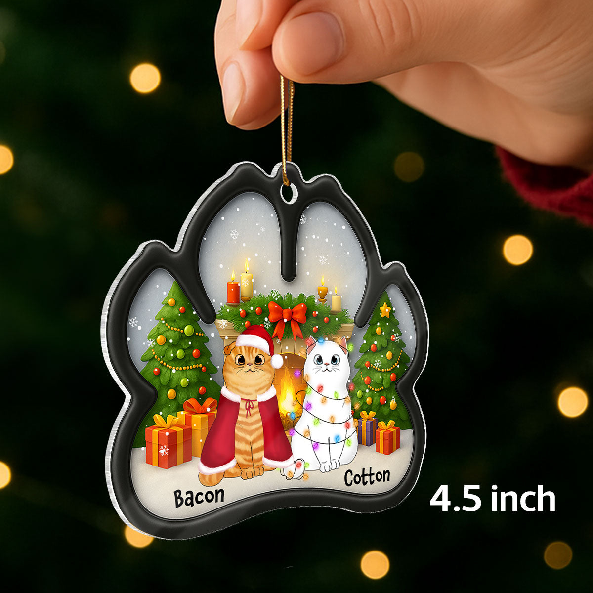 Custom Paw Cute Cartoon Cats - Personalized Acrylic Ornament - Christmas Gift For Cat Lovers
