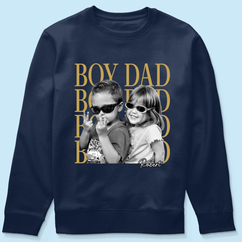 Personalized Vintage Photo Girl Dad Boy Dad - Personalized Shirt - Father's Day Gift for Dad, Husband