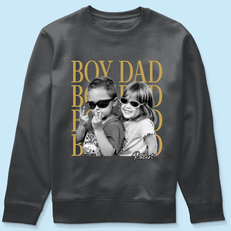 Personalized Vintage Photo Girl Dad Boy Dad - Personalized Shirt - Father's Day Gift for Dad, Husband