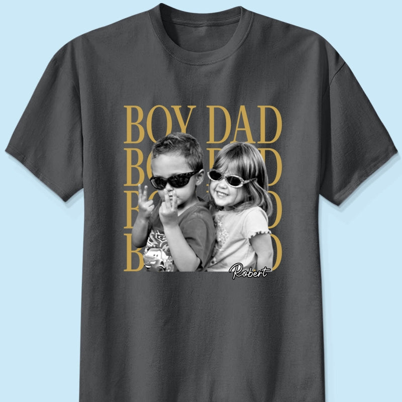 Personalized Vintage Photo Girl Dad Boy Dad - Personalized Shirt - Father's Day Gift for Dad, Husband