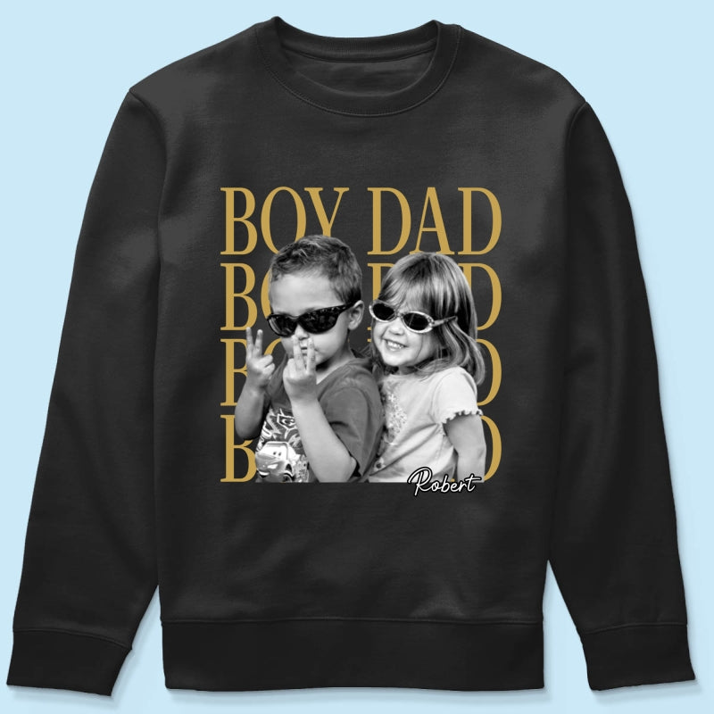 Personalized Vintage Photo Girl Dad Boy Dad - Personalized Shirt - Father's Day Gift for Dad, Husband