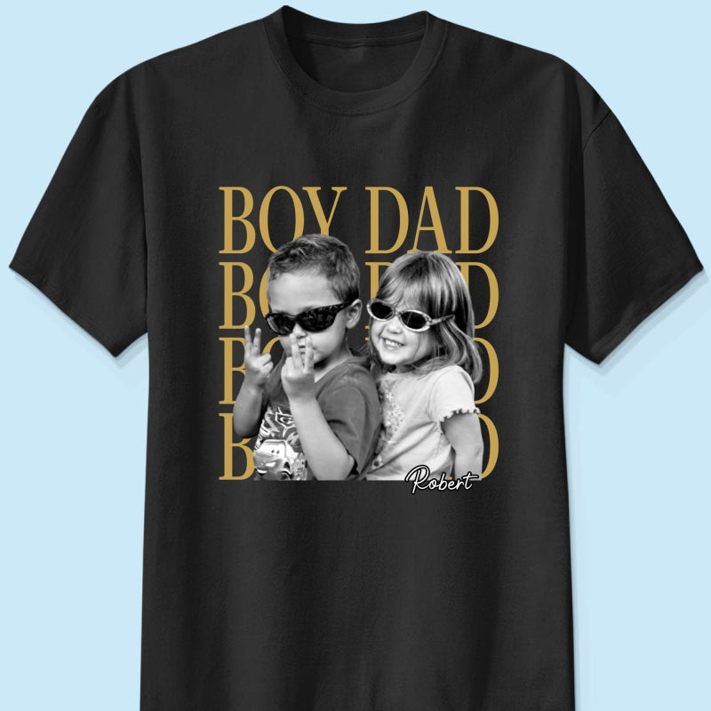 Personalized Vintage Photo Girl Dad Boy Dad - Personalized Shirt - Father's Day Gift for Dad, Husband