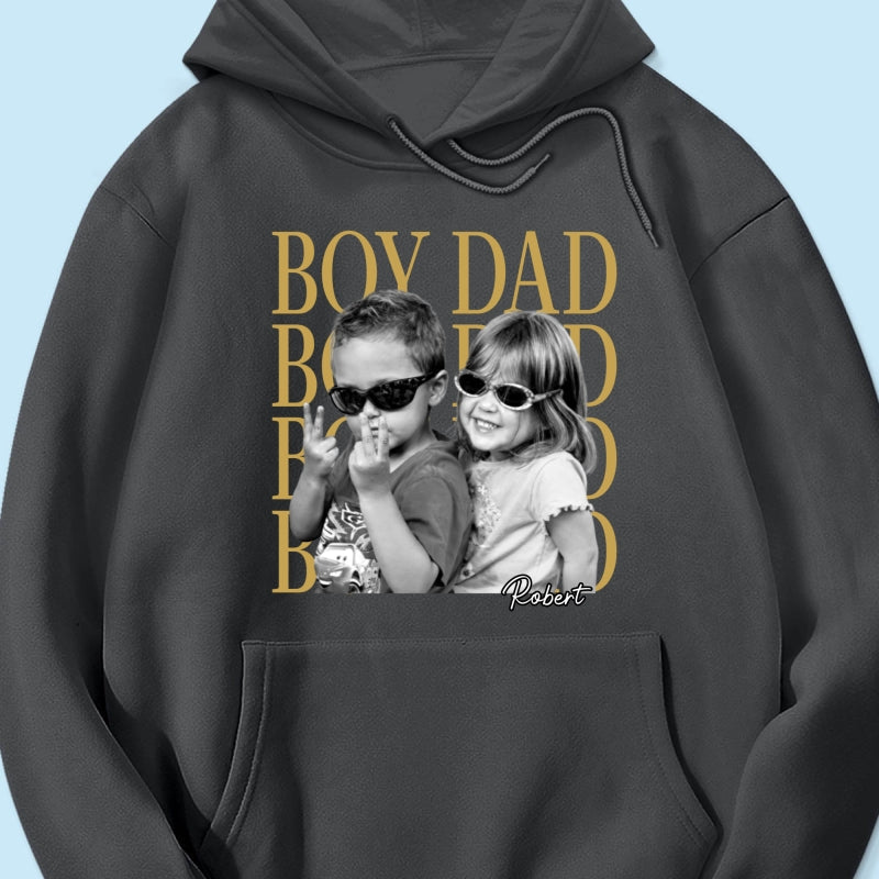 Personalized Vintage Photo Girl Dad Boy Dad - Personalized Shirt - Father's Day Gift for Dad, Husband
