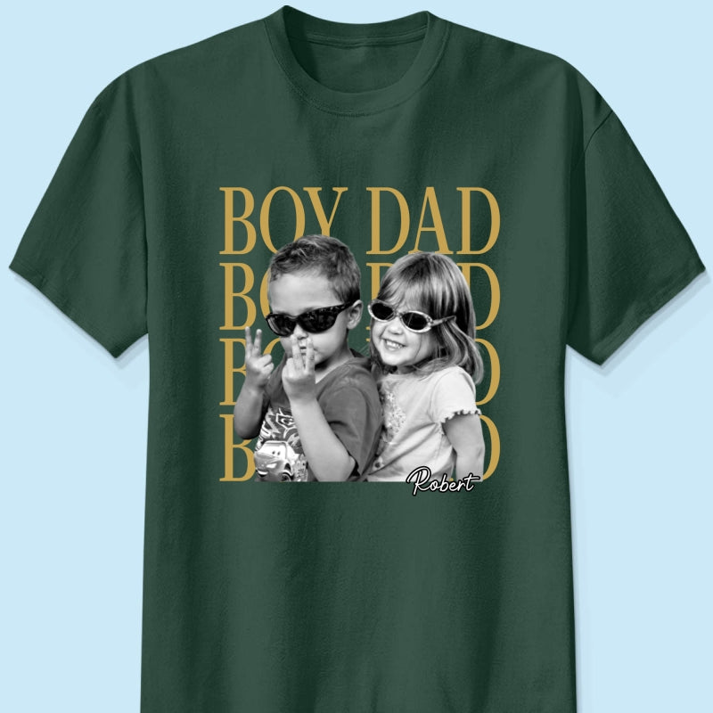 Personalized Vintage Photo Girl Dad Boy Dad - Personalized Shirt - Father's Day Gift for Dad, Husband