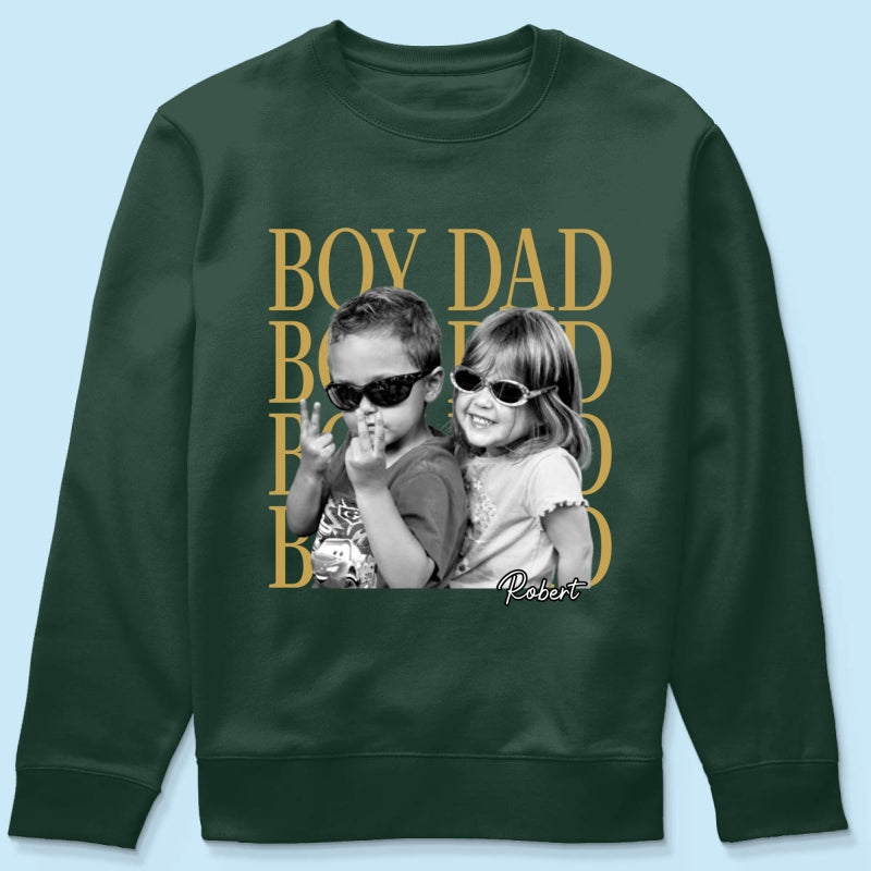 Personalized Vintage Photo Girl Dad Boy Dad - Personalized Shirt - Father's Day Gift for Dad, Husband