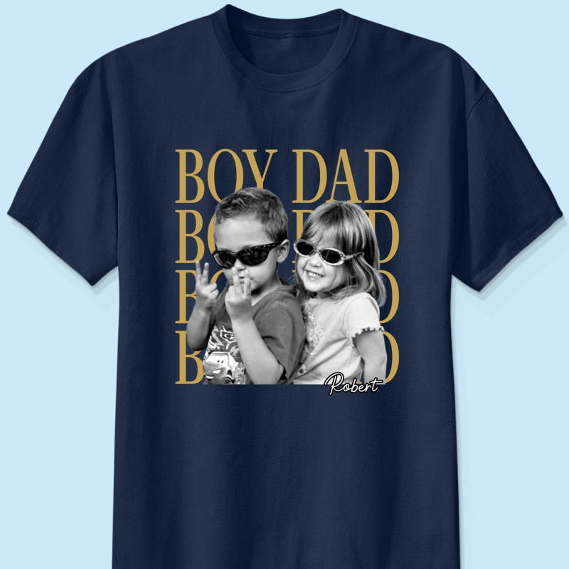 Personalized Vintage Photo Girl Dad Boy Dad - Personalized Shirt - Father's Day Gift for Dad, Husband