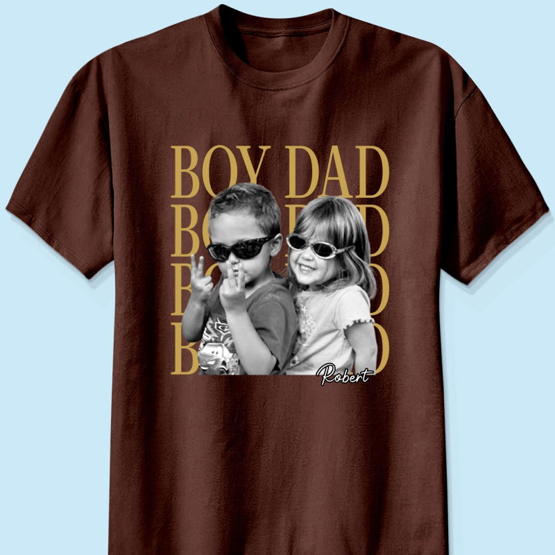 Personalized Vintage Photo Girl Dad Boy Dad - Personalized Shirt - Father's Day Gift for Dad, Husband