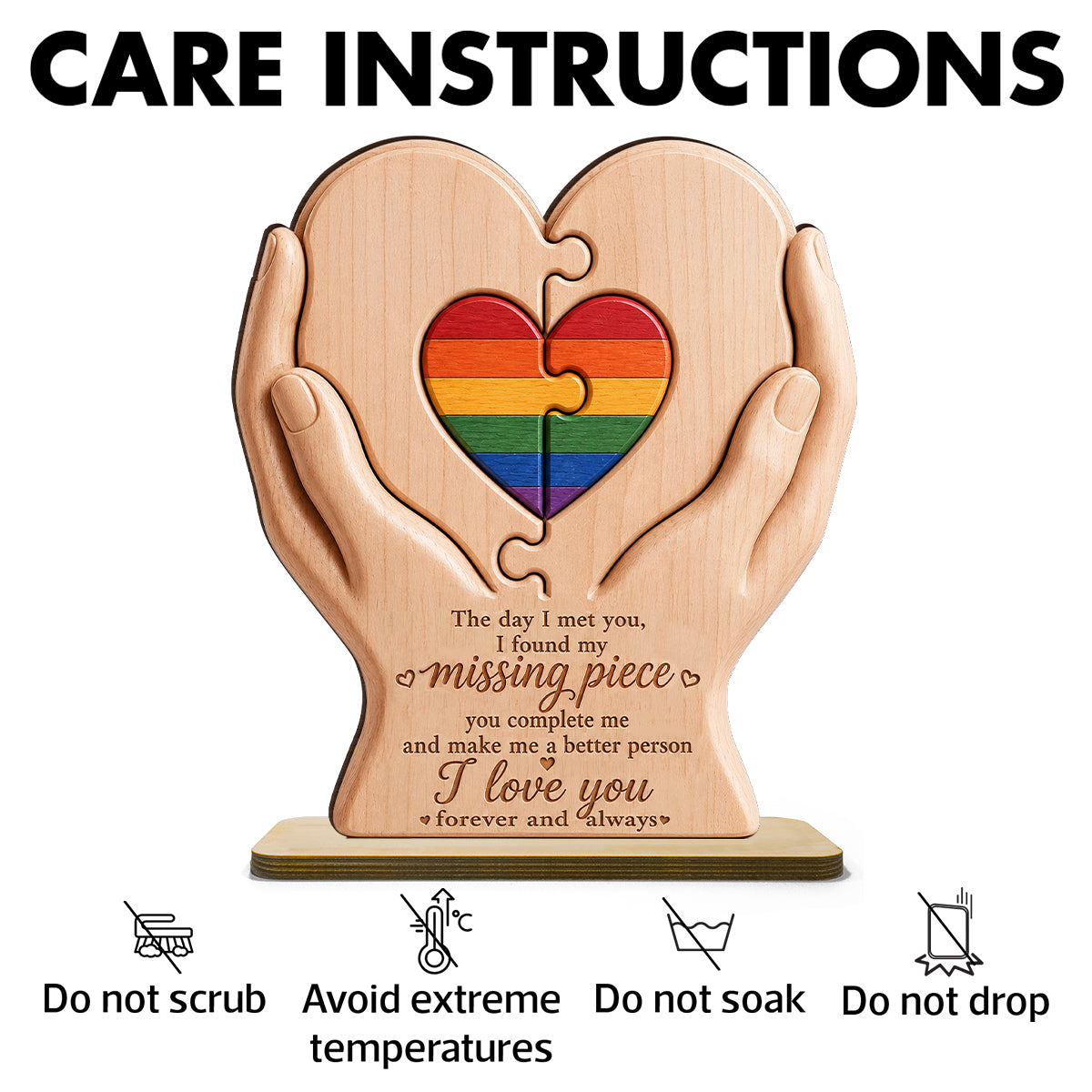 I Found My Missing Piece LGBTQ+ Couple - Personalized 2-Layered Wooden Plaque - Pride Month Decor, Gift for Her, Gift for Him