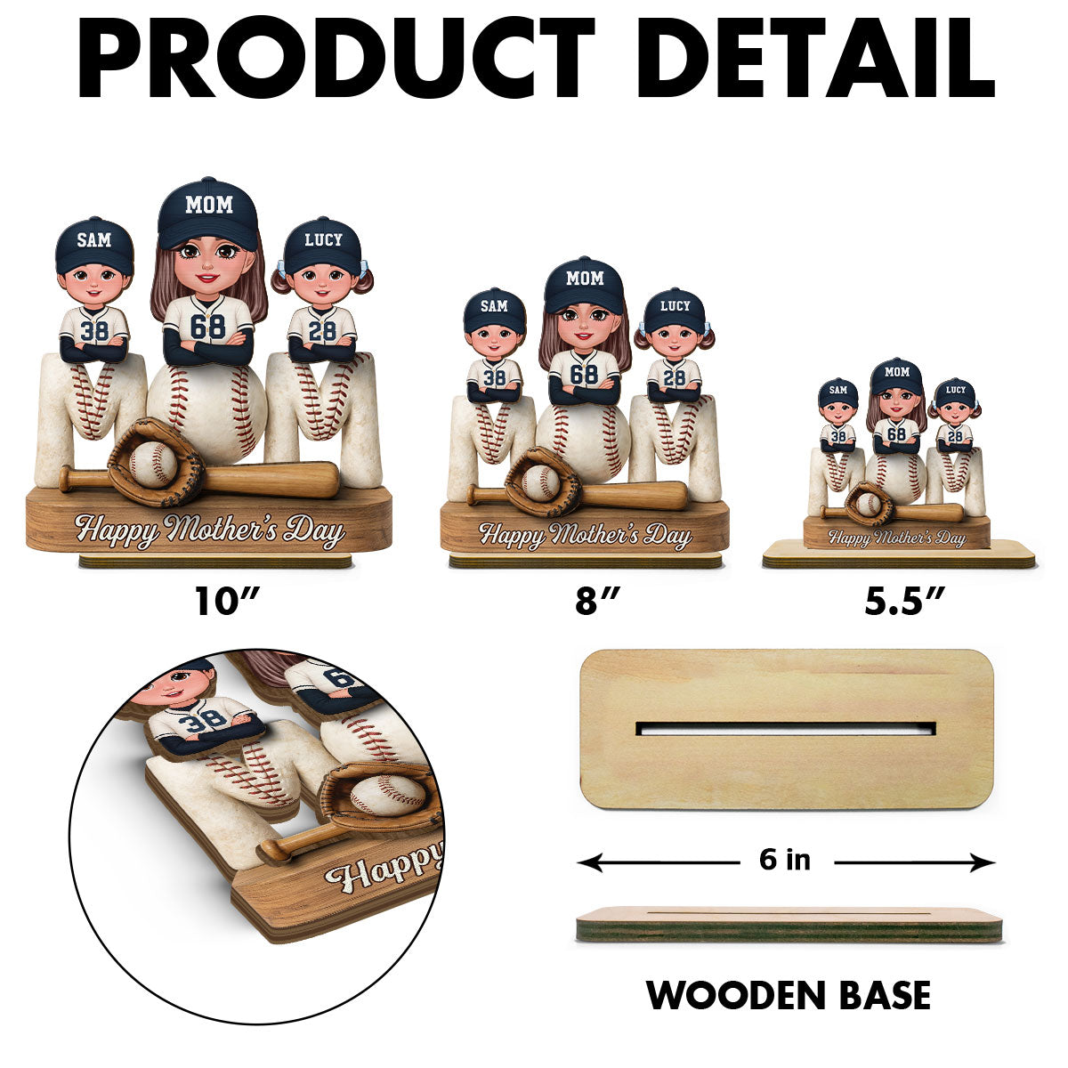 Proud Baseball Mom - Personalized 2-Layered Wooden Plaque - Gift For Mom