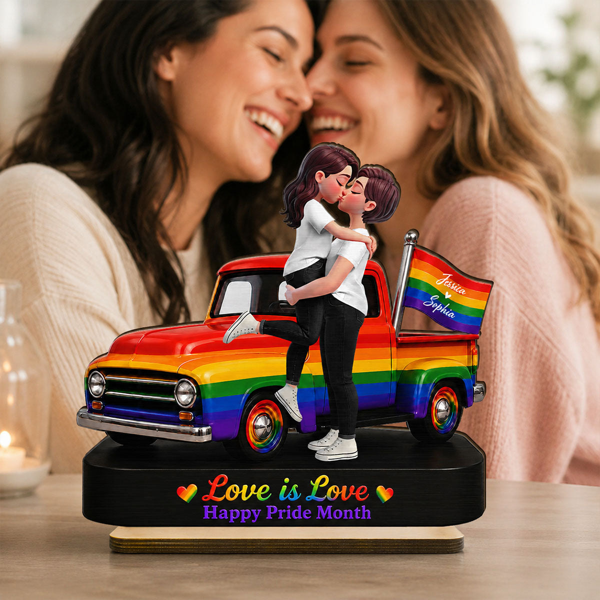 LGBT+ Couple Forever Love Wins - Personalized 2-Layered Wooden Plaque - Gift For Couple, Happy Pride Month