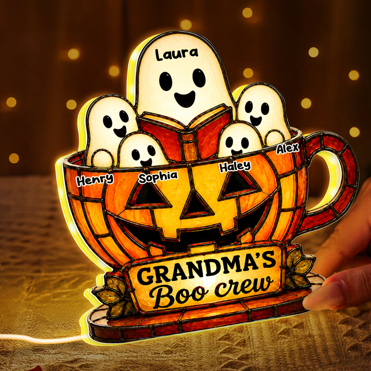Grandma's Boo Crew - Personalized Light Box - Halloween Decor for Grandma