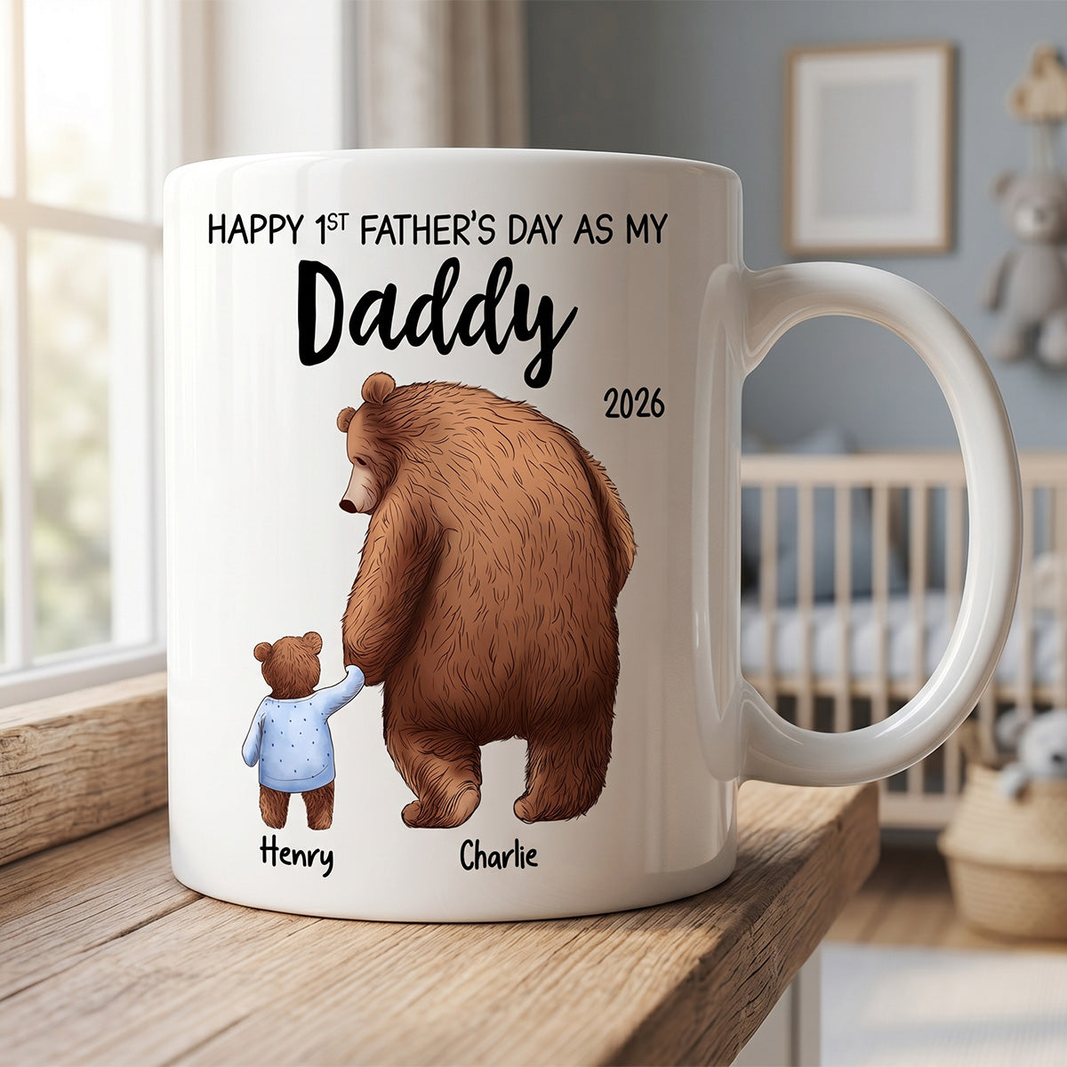 Happy 1st Father's Day Daddy Bear & Cub - Personalized Mug - Father's Day Gift For New Dad