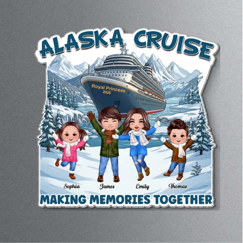 Alaska Cruise Happy Family - Personalized Cruise Cabin Door Magnet - Family Cruise Trip Keepsake