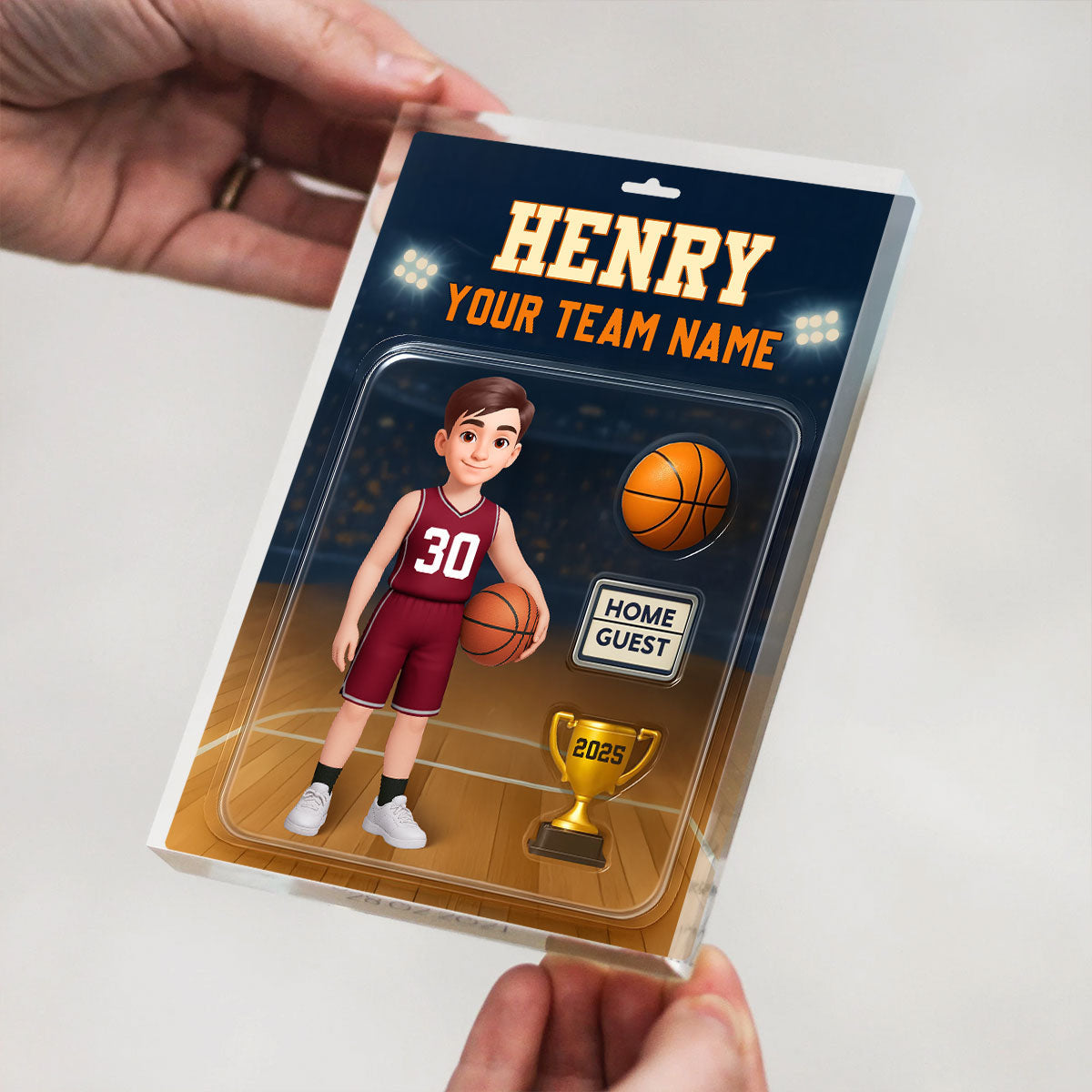 Basketball Player Custom Figure 3D Effect - Personalized Acrylic Block Plaque - Christmas Gift for Son, Daughter, Grandkids