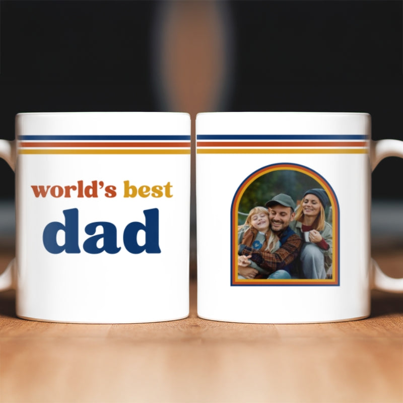 World's Best Dad Grandpa Retro 70s Style Custom Photo - Personalized Mug - Father's Day Gift For Husband, Dad, Grandpa