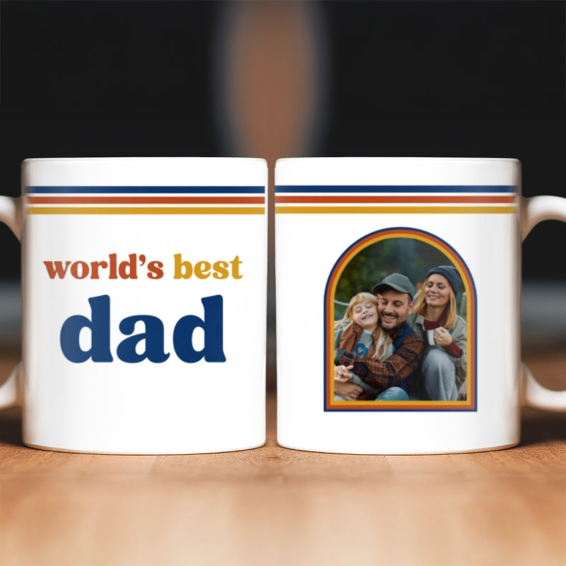 World's Best Dad Grandpa Retro 70s Style Custom Photo - Personalized Mug - Father's Day Gift For Husband, Dad, Grandpa