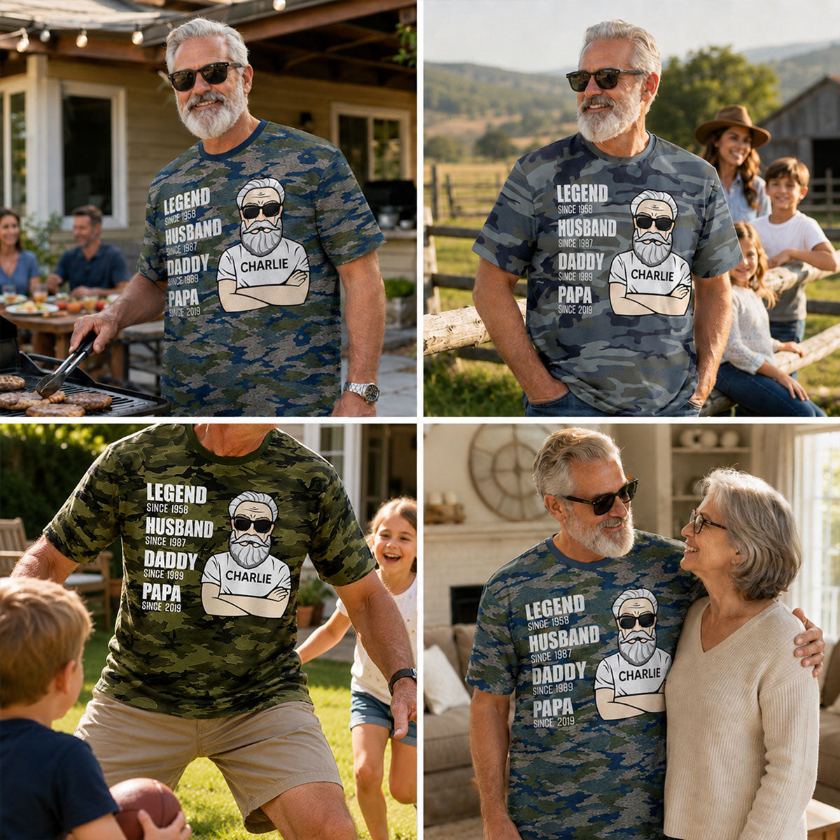 Legend Husband Dad Grandpa Old Man Camo Pattern - Personalized Shirt - Father's Day Gift For Husband, Dad, Grandpa