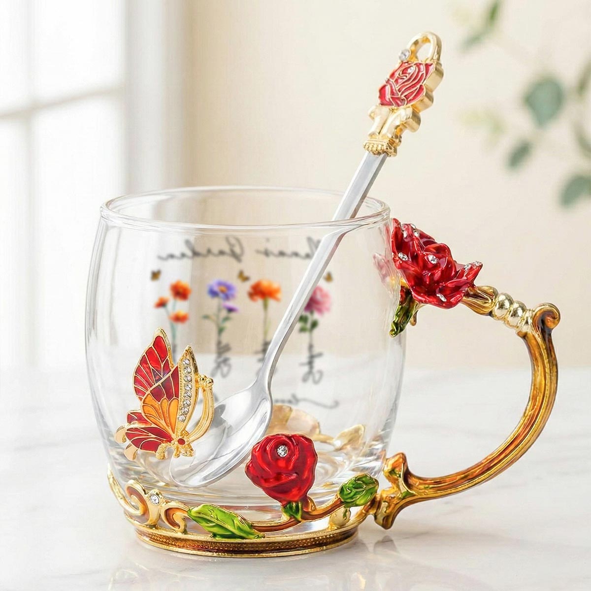 Beautiful Grandma Garden Custom Birth Month Flowers - Personalized Enamel Flower Tea Cup - Gift For Grandma, Mom