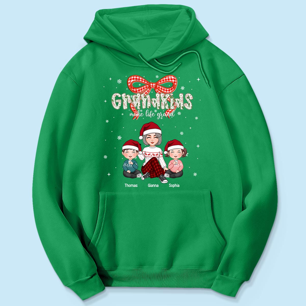 Grandkids Make Life Grand Coquette Floral Christmas Pattern - Personalized Shirt
