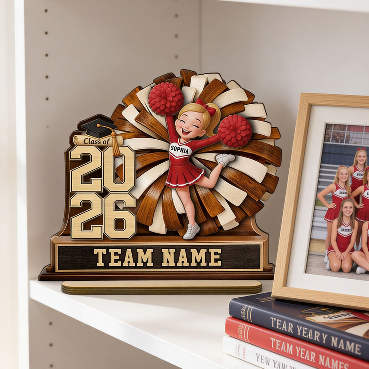Cheerleader Senior Keepsake 2D Flat - Personalized 2-Layered Wooden Plaque - Graduation Gift For Son, Daughter