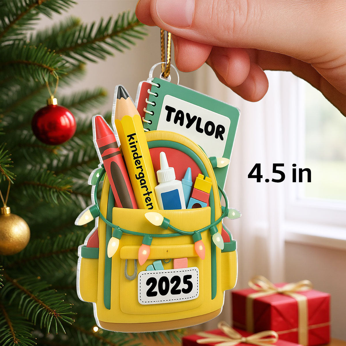 School Backpack Ornament 2026 - Personalized Acrylic Ornament - Christmas Gift for Kid, Grandkids