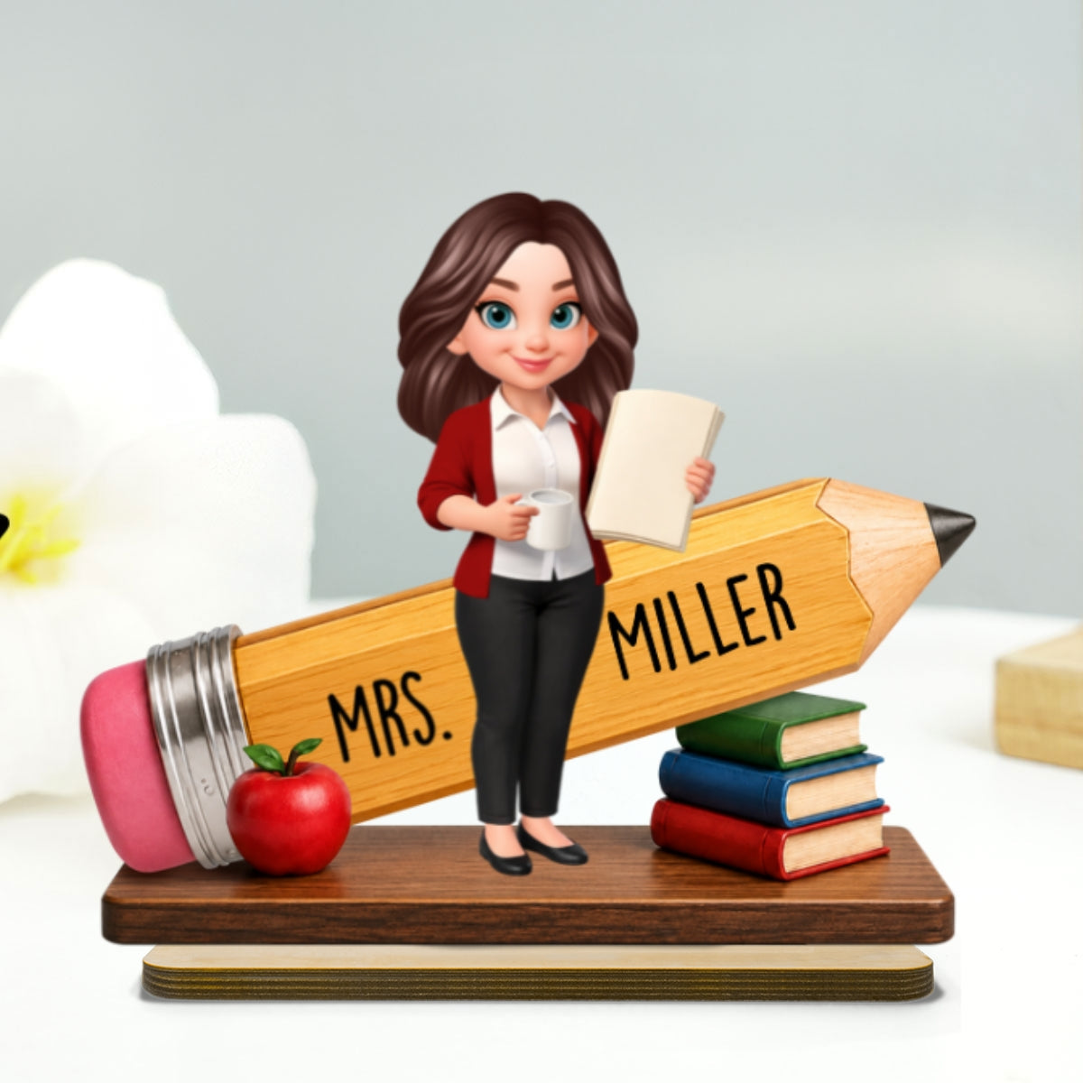 Trending Teacher Pencil - Personalized 2-Layered Wooden Plaque - Back To School Gift For Teacher, Office Decor