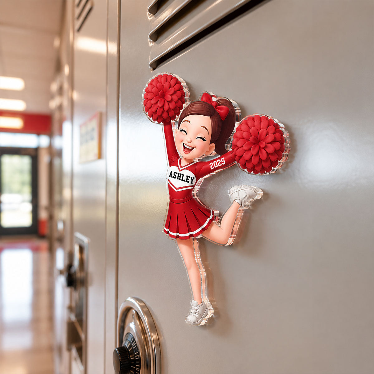 Cheerleader Girl - Personalized Acrylic Locker Magnet - Back To School Gift For Daughters, Granddaughters, Teenagers, Teen Girl