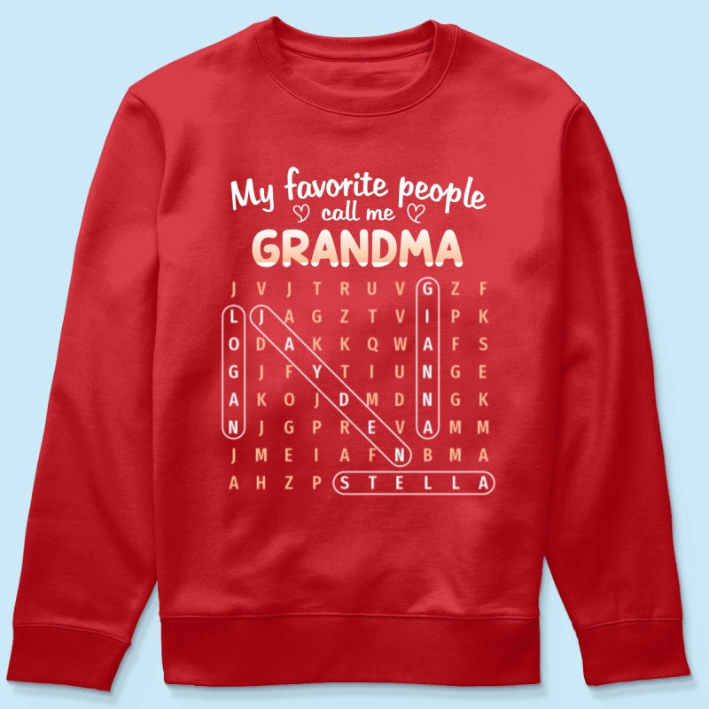 Favorite People Call Me Grandma Word Search Puzzle - Personalized Shirt - Mother's Day Gift For Grandma