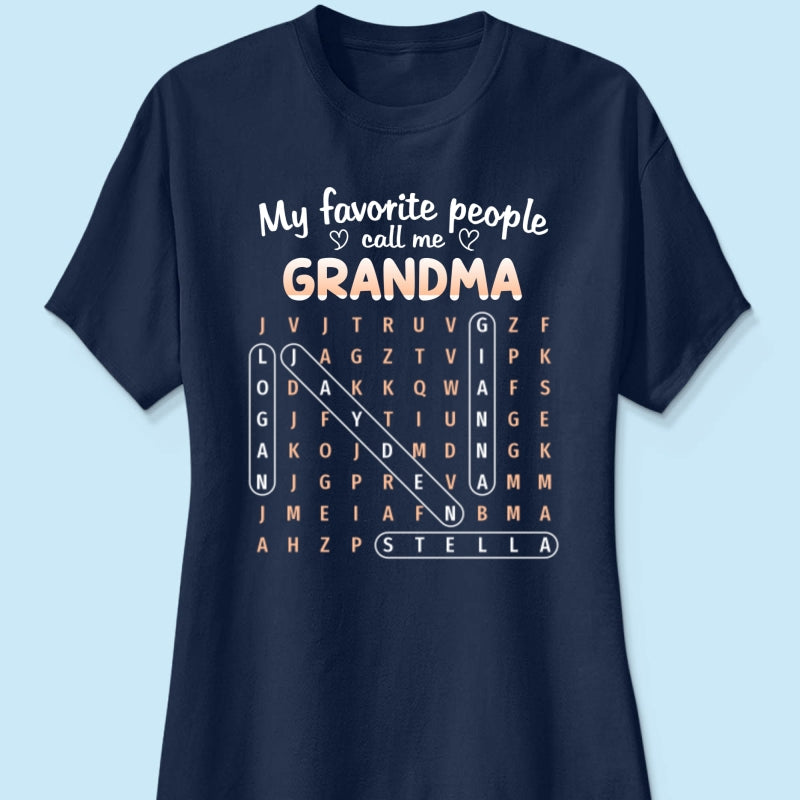 Favorite People Call Me Grandma Word Search Puzzle - Personalized Shirt - Mother's Day Gift For Grandma