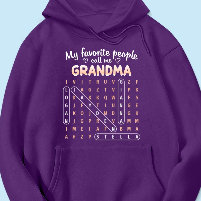 Favorite People Call Me Grandma Word Search Puzzle - Personalized Shirt - Mother's Day Gift For Grandma