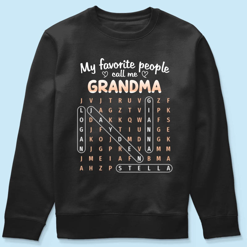 Favorite People Call Me Grandma Word Search Puzzle - Personalized Shirt - Mother's Day Gift For Grandma
