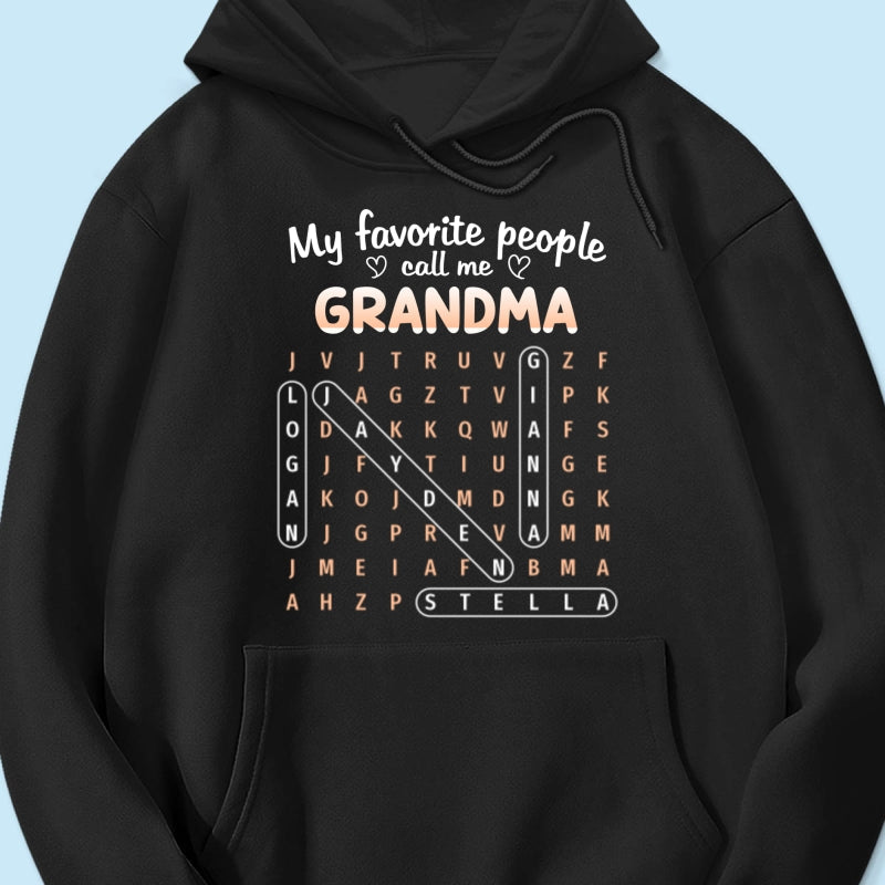 Favorite People Call Me Grandma Word Search Puzzle - Personalized Shirt - Mother's Day Gift For Grandma