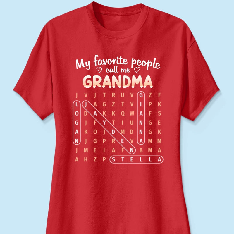 Favorite People Call Me Grandma Word Search Puzzle - Personalized Shirt - Mother's Day Gift For Grandma