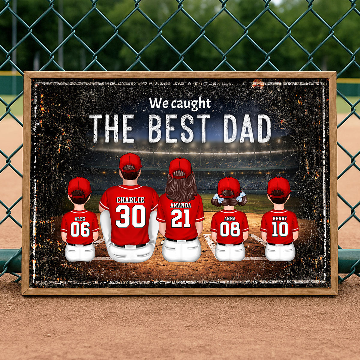 Daddy's Dream Team Baseball - Personalized Poster - Father's Day Gift for Dad, Husband