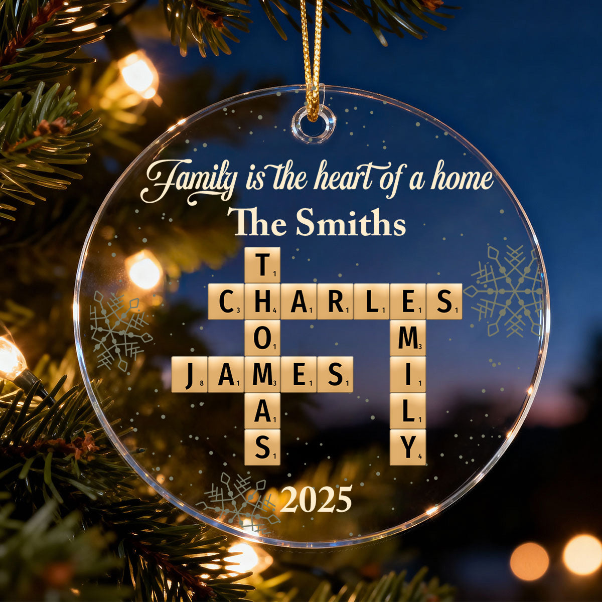 Family Is The Heart Of A Home Crossword Puzzle Art - Personalized Acrylic Ornament
