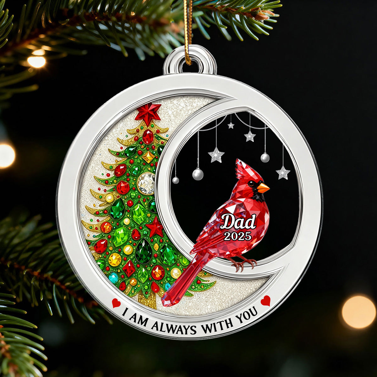 2D Flat Crystal Effect Cardinal Memorial - Personalized Acrylic Ornament - Remembrance Keepsake, Sympathy Gift