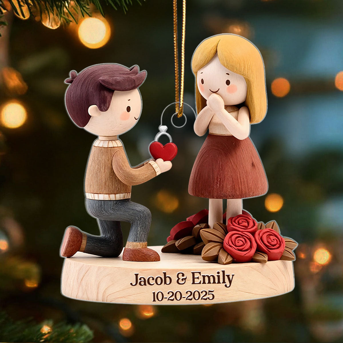 Couple Marriage Proposal Engagement - Personalized Acrylic Ornament - Custom She Said Yes Keepsake