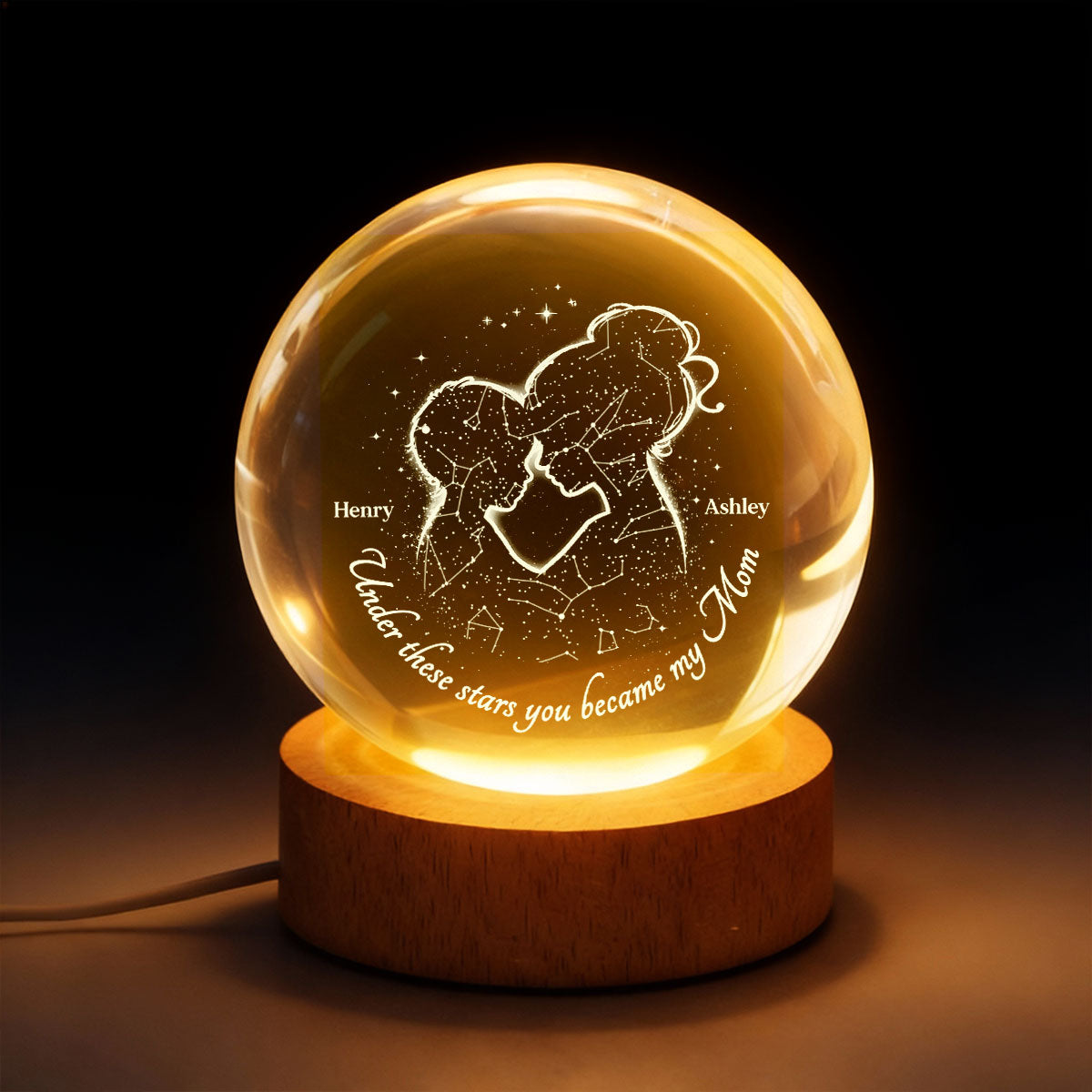 The Night You Became My Mom - Personalized Crystal Ball - Heartfelt Gift For Mom, Grandma