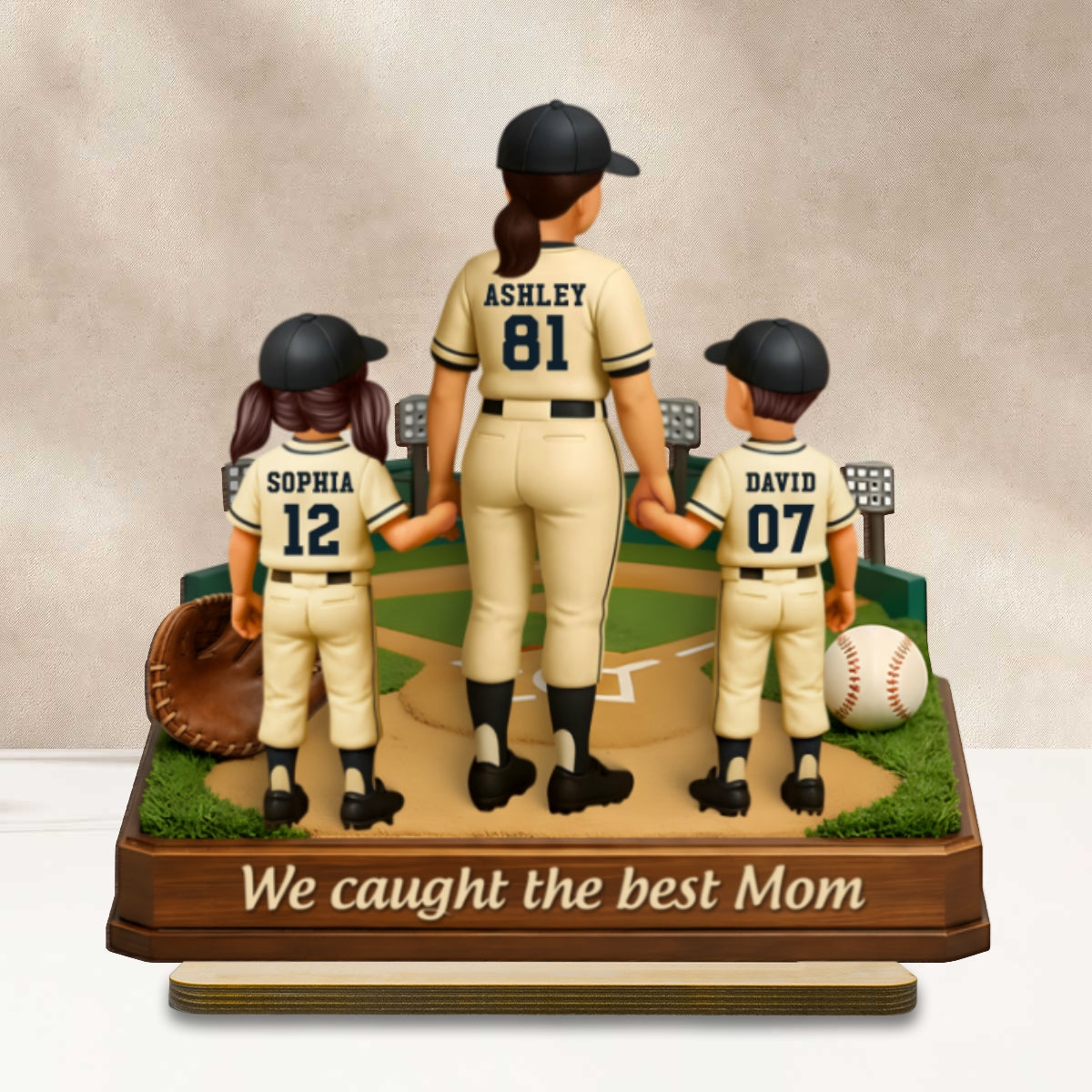 We Caught The Best Mom Baseball - Personalized 2-Layered Wooden Plaque - Heartfelt Gift For Mom, Grandma