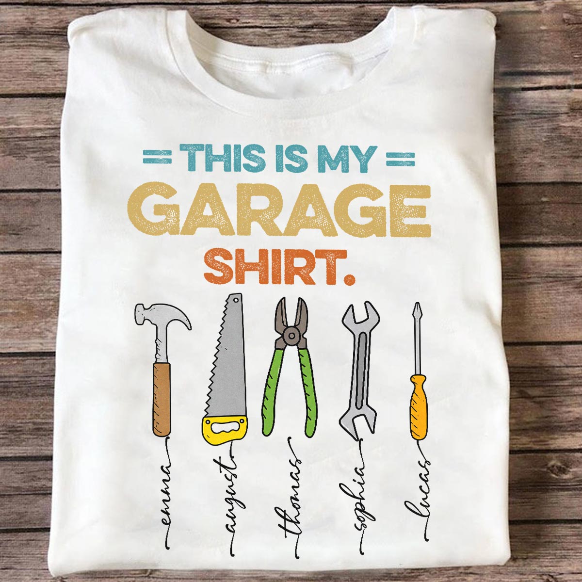 This Is My Garage Shirt Custom Kids Name - Personalized Shirt - Father's Day Gift For Mechanic Dad, Grandpa