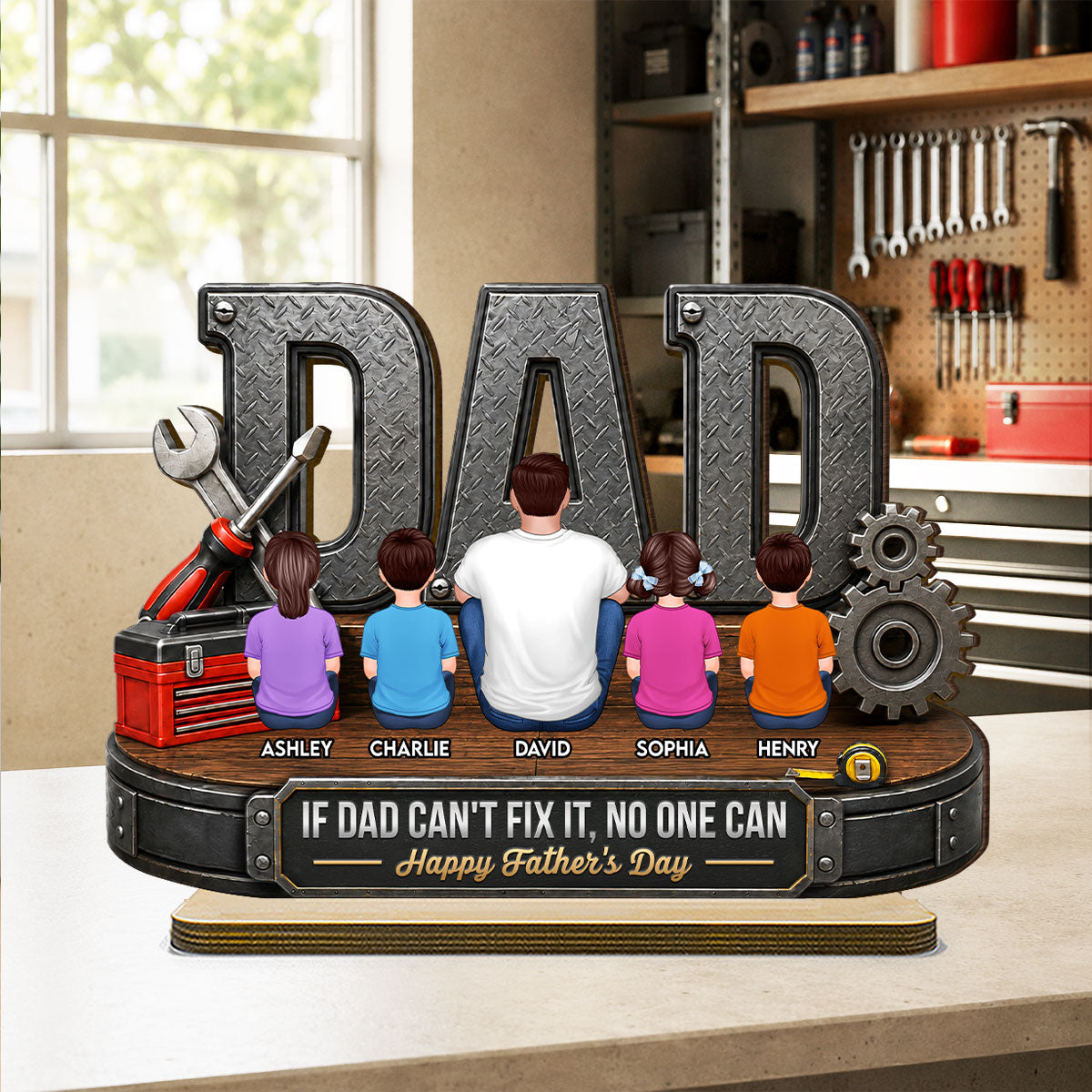 If Dad Can't Fix It No One Can - Personalized 2-Layered Wooden Plaque -  Gift For Dad, Husband, DIY Dad, Handyman